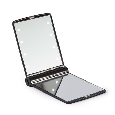 Browgame Signature LED Pocket Mirror - Foldable, Portable LED Light Mirror For On-The-Go Makeup, Skincare And Tweezing - Crystal Clear Magnification - Your New Favorite Travel Size Mirror - 1 Pc
