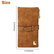 Vegan PU Leather Wallet, TSV Long Wallet with Multi-Cards for Women, Slim Bifold Purse, Card Holder with Snap, Brown