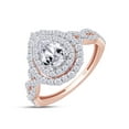 thumbnail image 2 of AFFY 1.25CT Moissanite Diamond Double Halo Engagement Ring for Women 14K Rose Gold over Silver-4, 2 of 5