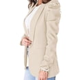 thumbnail image 4 of Women's casual blazer, puff-sleeved lapel cardigan work suit, office blazer with pockets dark brown XXL, 4 of 4
