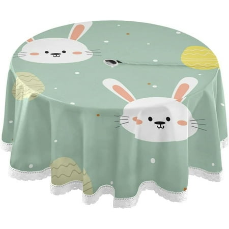 

Hidove Easter Bunny Eggs Outdoor Round Tablecloth Waterproof Stain-Resistant Non-Slip Circular Tablecloth 60 Inch with Umbrella Hole and Zipper for Tabletop Backyard Party BBQ Decor