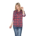 thumbnail image 1 of White Mark Chemise Classique à Carreaux Manches 3/4 pour Femmes, 1 of 5