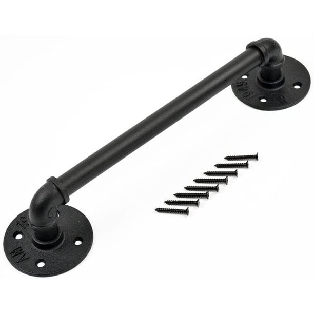 Towel Bar Professional Industrial Matte Black Pipe Stair Rails Gate Pull Handle Decking Railings Size : 1ft Antique Rustic Cast Iron Handrail Grab Bar Handrail 1ft-20ft