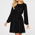thumbnail image 2 of FRSASU Cocktail Dresses for Women, Vintage Wedding Guest Long Sleeves Sequin Round Neck formal Holiday Dress Black, 2 of 9
