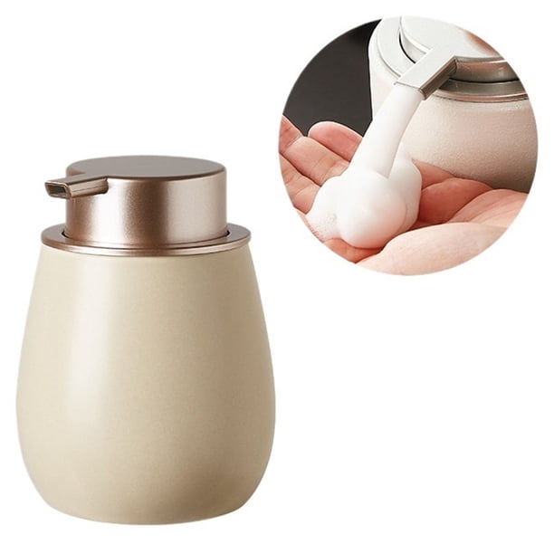 Dispensador de jabón for baño, dispensador de jabón espumoso de cerámica con bomba de oro rosa, plato de loción recargable
