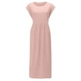 thumbnail image 2 of Women's Casual Solid Sleeveless Linen Dress Pockets - Loose Fit Round Neck Midi Summer Dress, 2 of 6