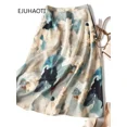 Acetic Acid Fragmented Flower Half Skirt Women Summer High Draping