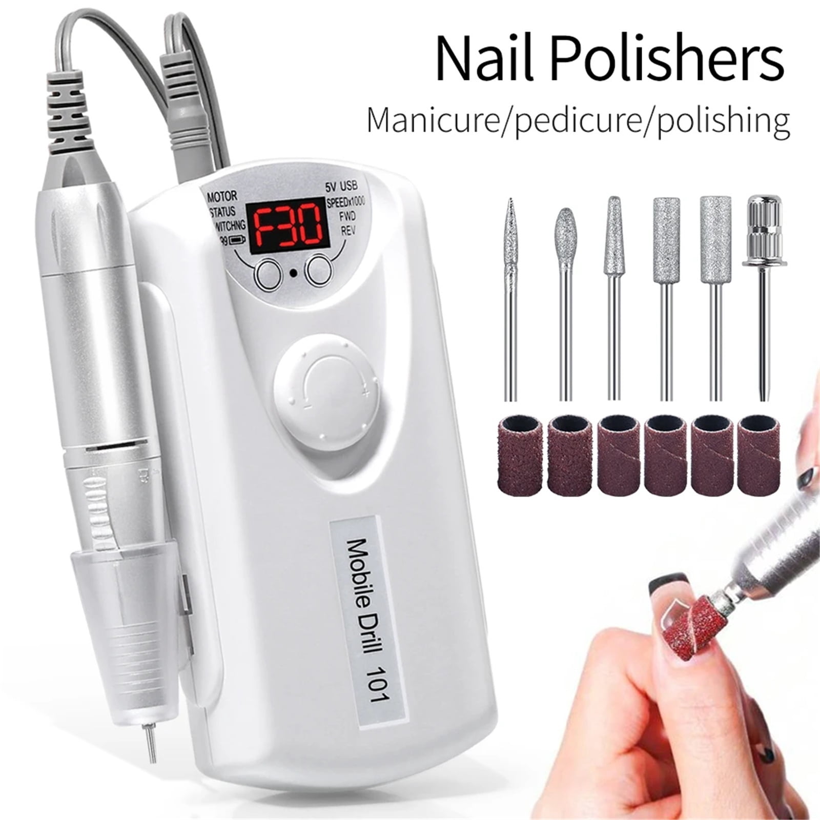 Nail Drill 35000rpm Professional Lathe Machine Milling Cutters for Manicure Electric Sander File Gel Nails Drills Motor Polishe
