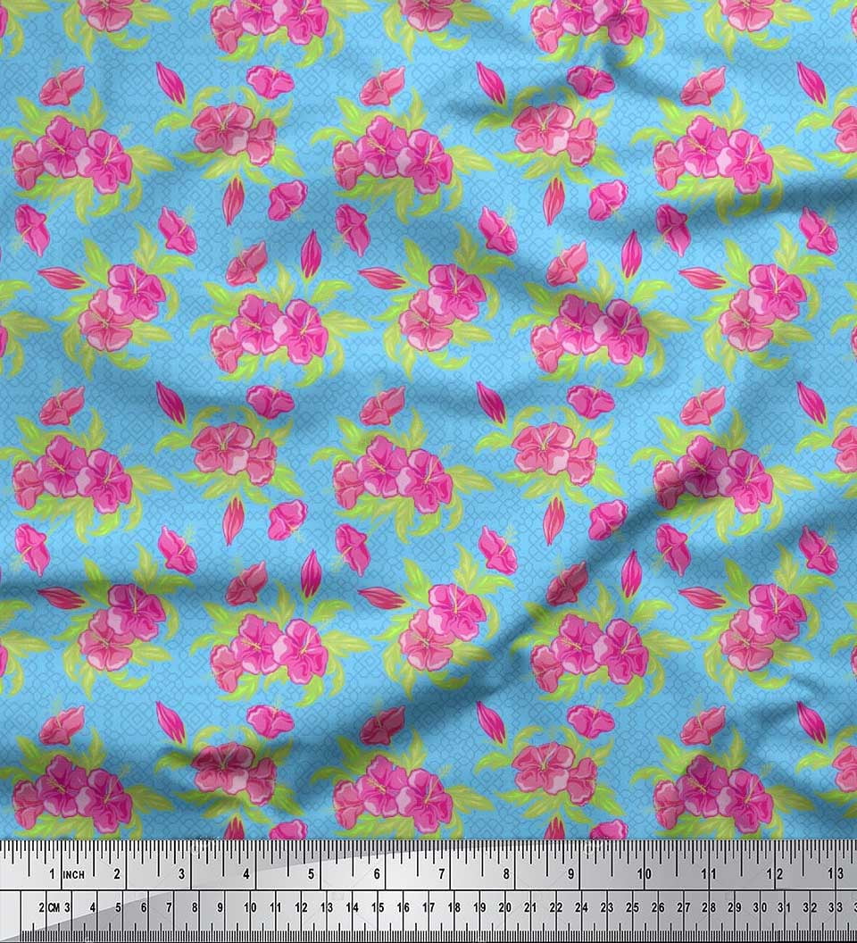 Soimoi Cotton Duck Fabric Geometric Design,Leaves & Floral Artistic