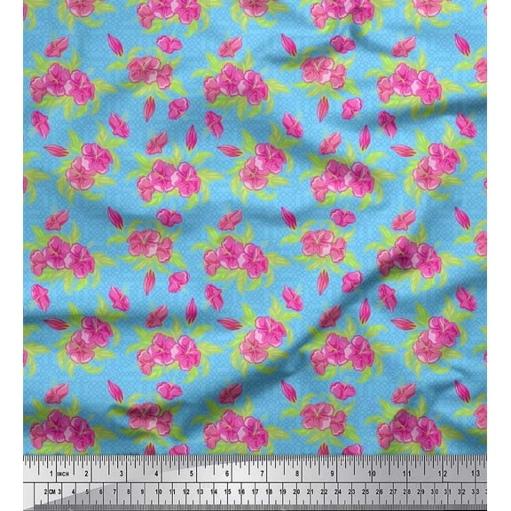 Soimoi Cotton Duck Fabric Geometric Design,Leaves & Floral Artistic Print Fabric by the Yard 42 Inch Wide