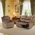thumbnail image 4 of Bonzy Home Manual Reclining Couch Set — Recliner & Loveseat, Sofa Set for Living Room & Office, Brown, 4 of 7