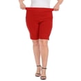thumbnail image 5 of HDE Plus Size Bermuda Shorts Mid Rise 10" Inseam Pull On Shorts with Pockets Red 4X, 5 of 6
