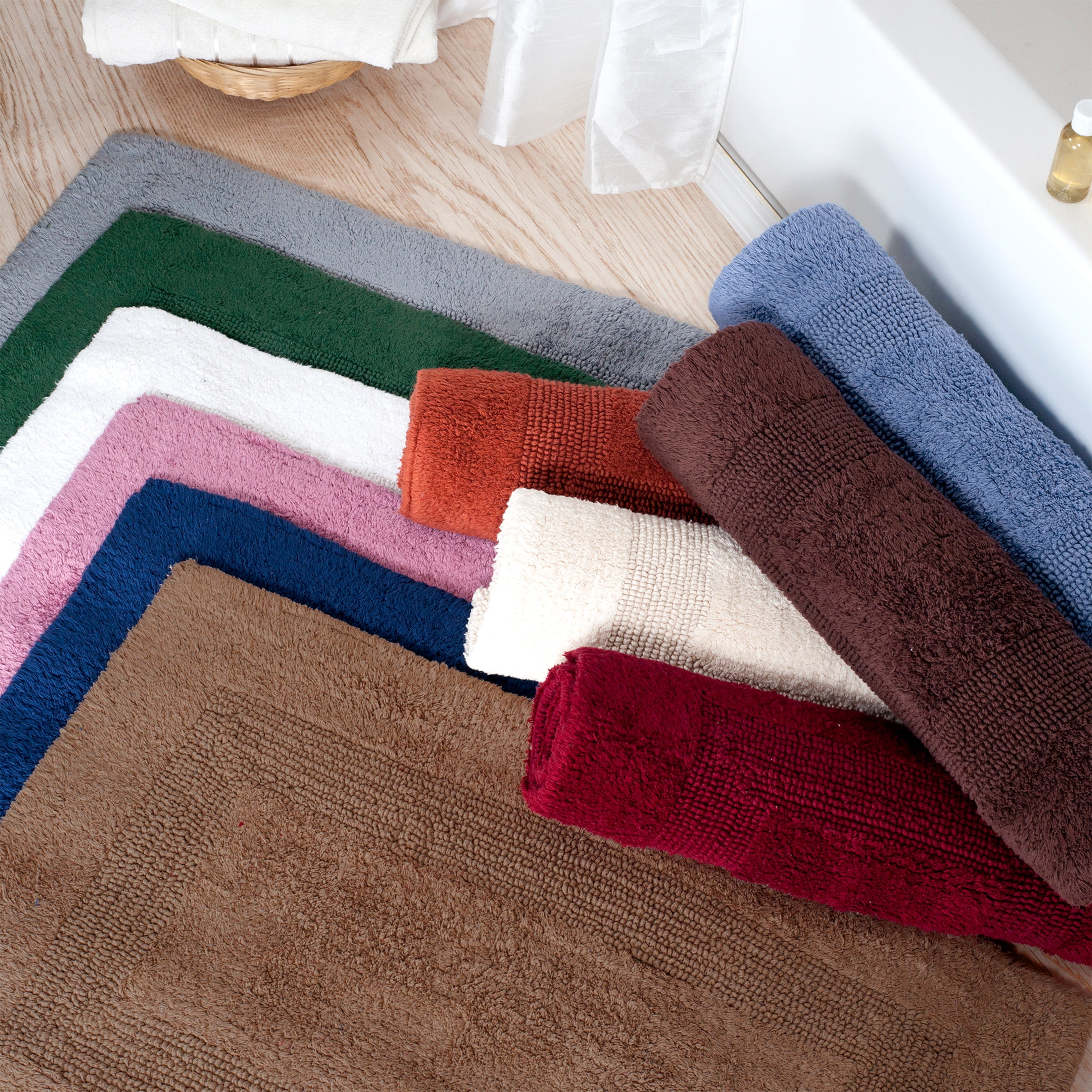 Somerset Home 2 Piece 100 Cotton Reversible Bathroom Rug Set Taupe Walmart