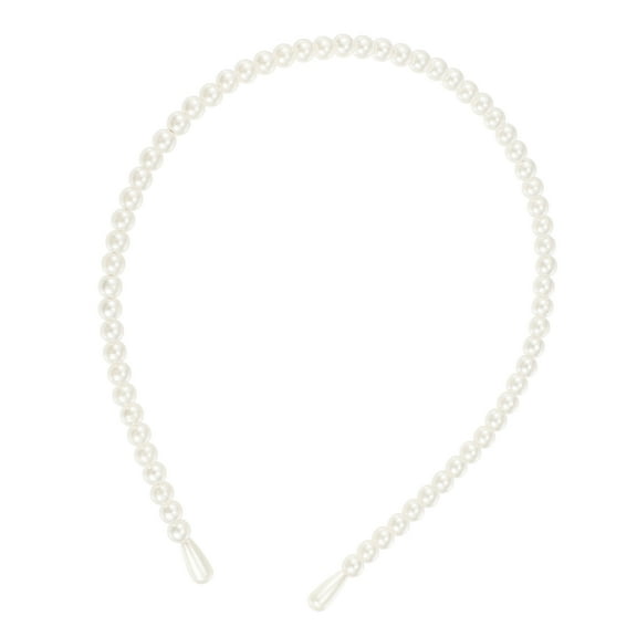 Vocoste 1 Pc Elegant Faux Pearl Headband for Women for Girls 4.53" ID Gold Tone White