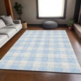 thumbnail image 6 of HomeRoots 673417 10 x 14 ft. Sky Blue & Ivory Plaid Washable Machine Made Rectangle Area Rug with UV Protection, 6 of 9