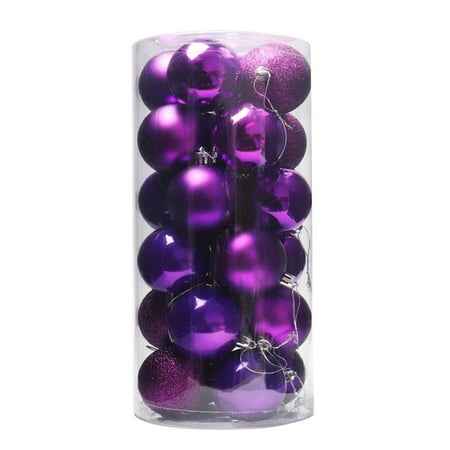 

Visland 24Pcs Christmas Balls Decorative Thickening Shatterproof Festive Props Electroplated Pearlescent Balls Pendants for Christmas