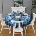 thumbnail image 2 of Blue White Tie Dye Spiral Pattern Round Tablecloth 60"x60",Wrinkle Wipeable Table Cloth for Kitchen Dining Room Picnic Patio Party, 2 of 6