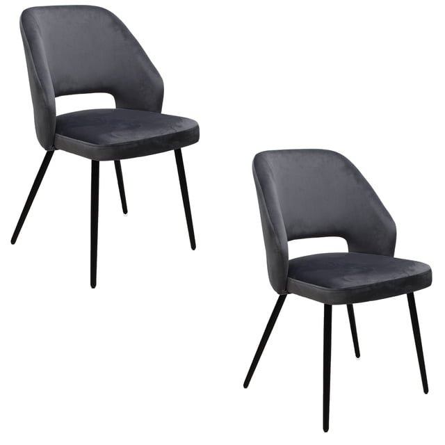 Set de 2 Sillas Minimalista Mundo In Asturias Madera Metal Tela Hogar y Oficina Gris SILL0903736GRIS