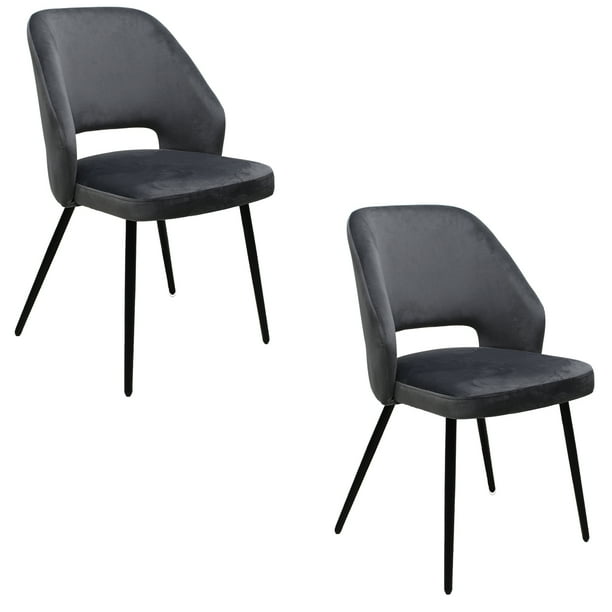 Set de 2 Sillas Minimalista Mundo In Asturias Madera Metal Tela Hogar y Oficina Gris SILL0903736GRIS