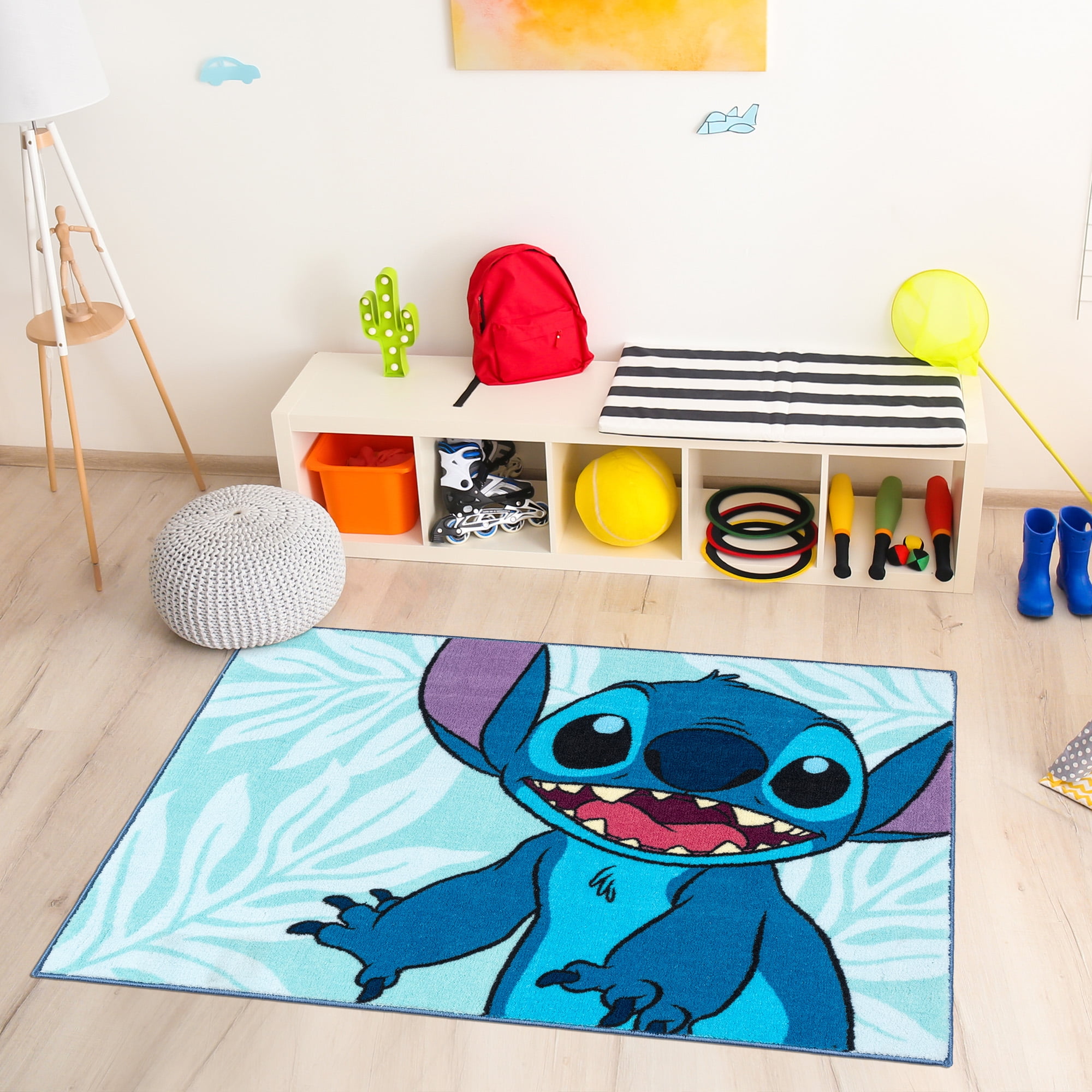 Disney Stitch Blue Aqua Multicolored Printed Polyester Easy-Care