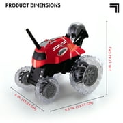 SHARPER IMAGE Thunder Tumbler Toy RC Car for Kids, Remote Control Monster Spinning Stunt Mini Truck for Girls and Boys, Racing Flips and Tricks with 5th Wheel, 27 MHz RED