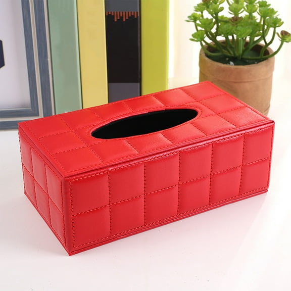 Rectangular Leather Tissue Box Cover with Magnetic Bottom, Decorative Organizer for Home Office Car and Bathroom, Facial Tissue Holder Dispenser
