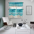 thumbnail image 4 of Teal Coastal Kitchen Curtains Sets for Windows 36 Inch Length, Summer Beach Nautical Abstract Art Rod Pocket Window Treatments Tier Curtains and Valances Set for Bedroom/Bathroom, 4 of 8