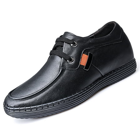 GOG Men's Black Leather Casual Heel Support Shoes