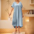 thumbnail image 2 of ChaoHeng Plus Size Dresses for Women Summer Deals Summer Dresses for Women Plus Size Ladies Casual V-Neck Short Sleeve Irregular Hem Dress, 2 of 6