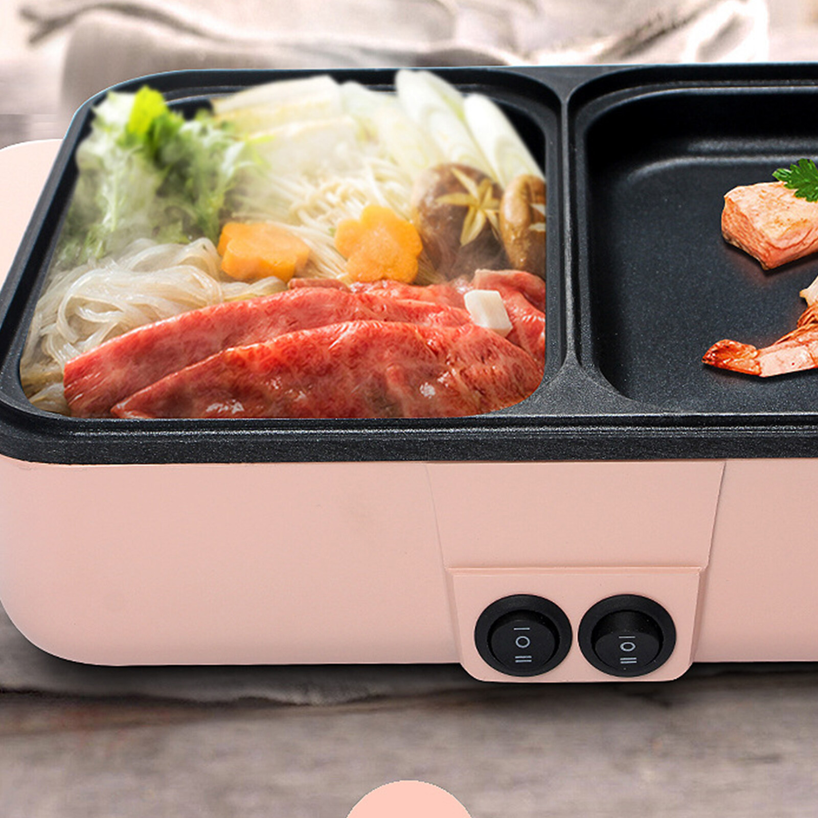 2-in-1 Elektrische Hot Pot & Tafelgrill 2000W - Indoor Koreaanse Barbecue Voor 5-6 Personen