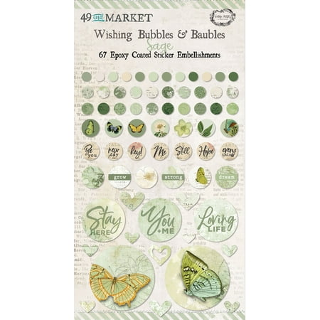 UPC: 0752505133447 | 49 And Market Epoxy Coated Wishing Bubbles & Baubles 67/Pkg-Sage