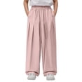 thumbnail image 2 of Bovxnpu Girls Wide Leg Pants Summer Casual Athletic Pants High Waisted Solid Wide Leg Pants With Pockets Pants, 2 of 7