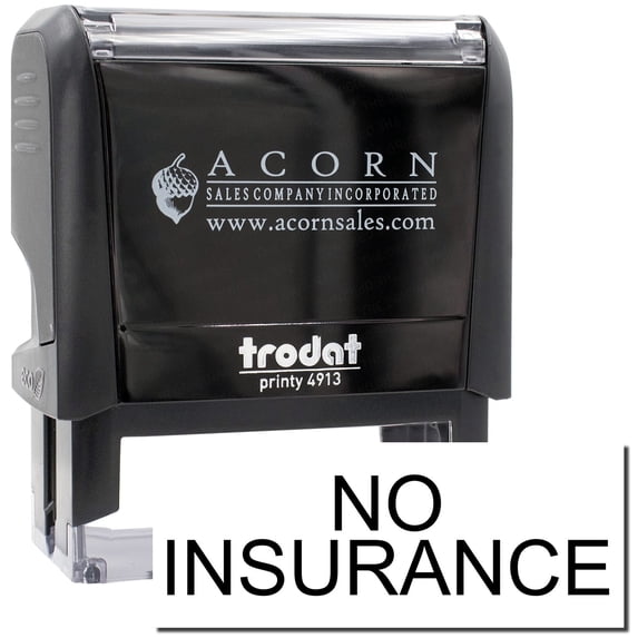 Large Self-Inking No Insurance Stamp, Trodat Printy 4913, Press and Print Stamping, Impression Size 7/8" x 2-1/4", Up to 10,000 Impressions - Black Ink