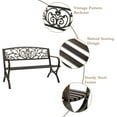 thumbnail image 4 of 50 Inches Outdoor Garden Bench, Cast Iron Metal Frame Patio Park Bench with Floral Pattern Backrest, Slatted Seat for Porch,Lawn,Garden,Yard (Floral-Bronze), 4 of 7