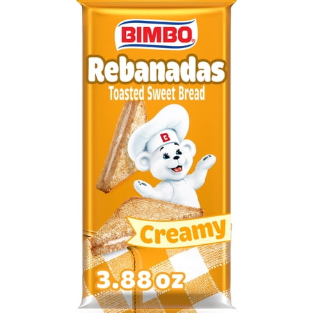 Bimbo Rebanadas Creamy Toasted Sweet Bread, 3.88 oz, Sweet Cream Filled Sandwiches, Bag