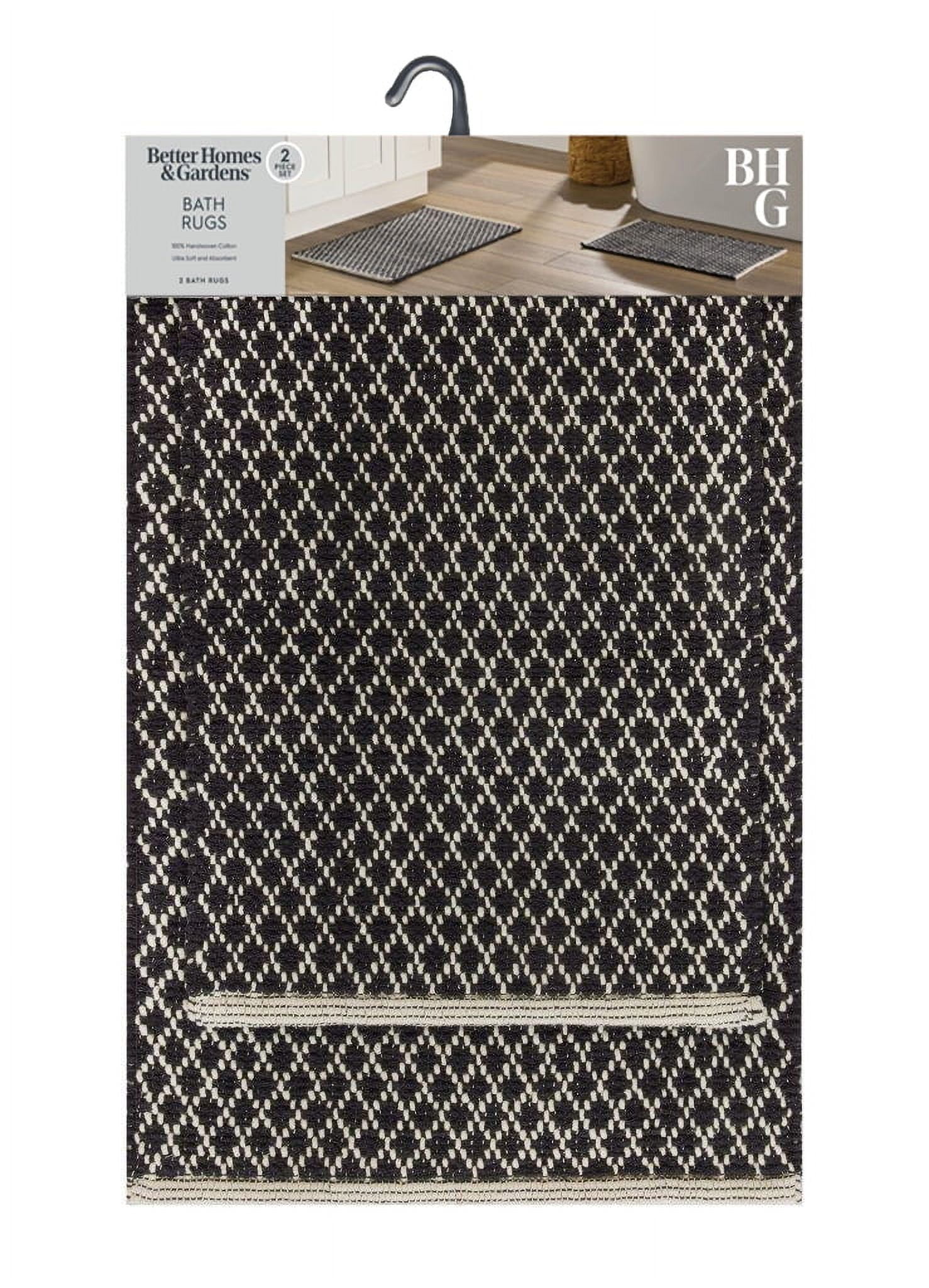 Better Homes & Gardens Gray Cotton Diamond Pattern Bath Rug Set, 17x24 & 20x30 Inches, 2 Piece