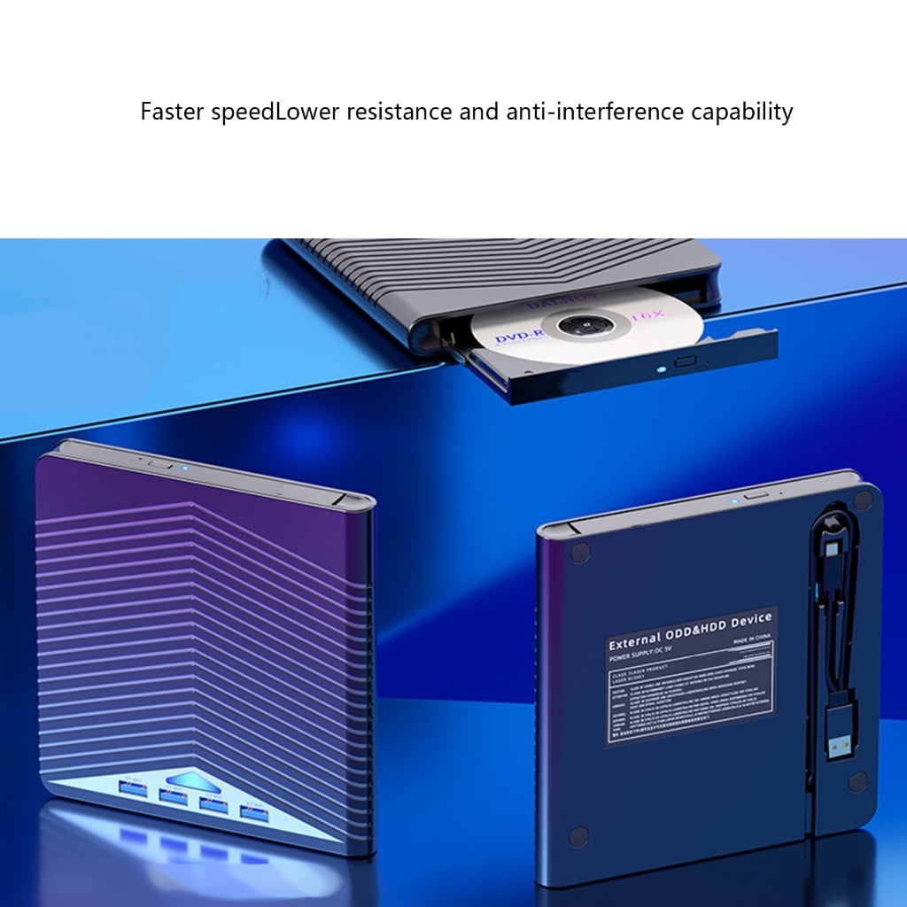 7 in 1 External Disc Reader Drive USB3.0 Type C Connect Fast Speed For Laptop