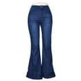 thumbnail image 2 of Pantalones vaqueros finos de cintura alta con microelásticos y pierna ancha para mujer Pantalones finos y de pierna ancha, 2 of 5