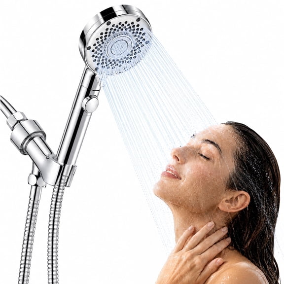 LZSDS 6-Setting High Pressure Handheld Shower Head with Pause Button, Chrome