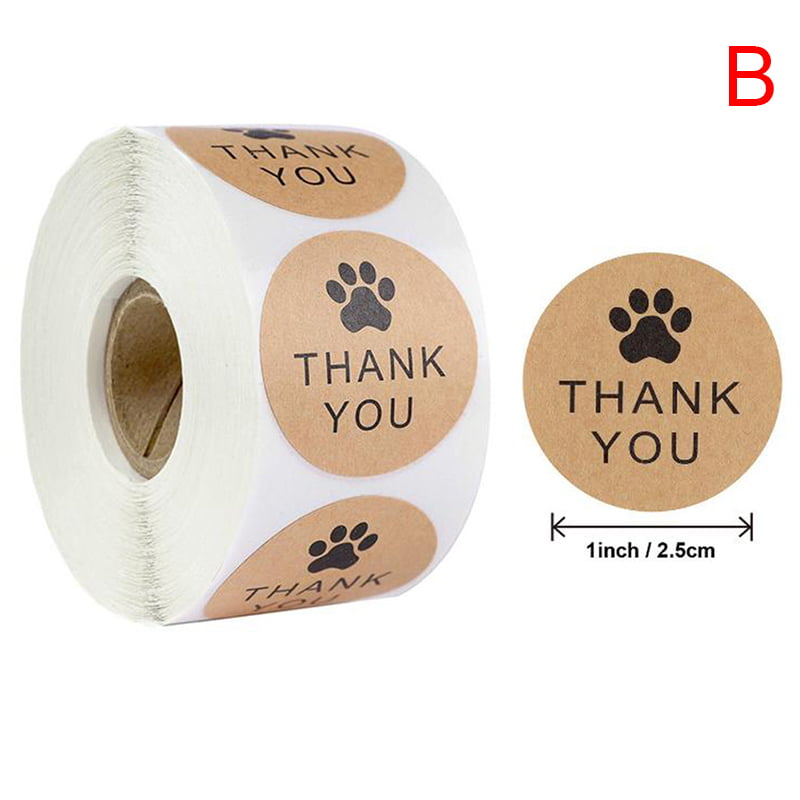500Pcs/Rolls "Thank You" Craft Packaging Seals Kraft Sealing Sticker Label New 