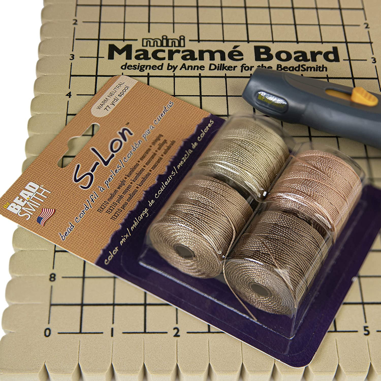 The Beadsmith S-Lon Bead Cord – .5 mm Nylon Cord, 4-pack, Warm Neutrals Mix, TEX210, 77 Yards