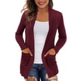 thumbnail image 2 of Women's Cardigan Sweater Clearance Loose Long Sleeve Open Front Knit Coat with Pockets, 2 of 6
