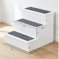 thumbnail image 4 of White 3 Step Wooden Pet Stairs Non Slip Carpet Ramp Storage Design for Cats Small Dogs, 4 of 5