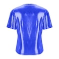 thumbnail image 5 of Miluxas Women's Short Sleeve T Shirts Metallic Shiny Top Casual Round Neck Party Disco Club Tees Blue M(M), 5 of 5