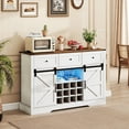 thumbnail image 2 of Gymax Wine Bar Cabinet w/LED Lights Doors Coffee Station w/ Adjustable Shelves Racks White, 2 of 10