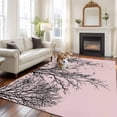 thumbnail image 3 of Tree Branches Bird Washable Living Room Rugs 6'x9', Pink Background Black Deadwood Low Pile Throw Large Area Rug Non-Slip Sturdy Edge Binding Carpet for Dining Room Kitchen Office, 3 of 9