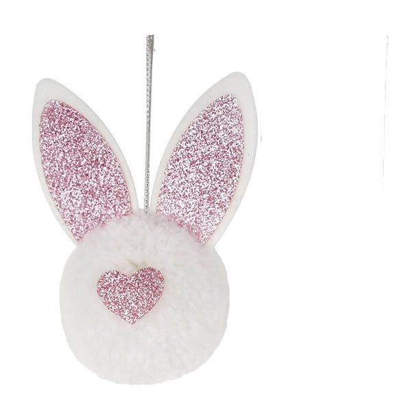 Decoraciones de Pascua, adornos de Pascua, regalos de Pascua, adornos de Pascua, lindos pompones con orejas de conejo y cola, decoraciones colgantes de Pascua, adornos de conejo peludo para árbol, cor