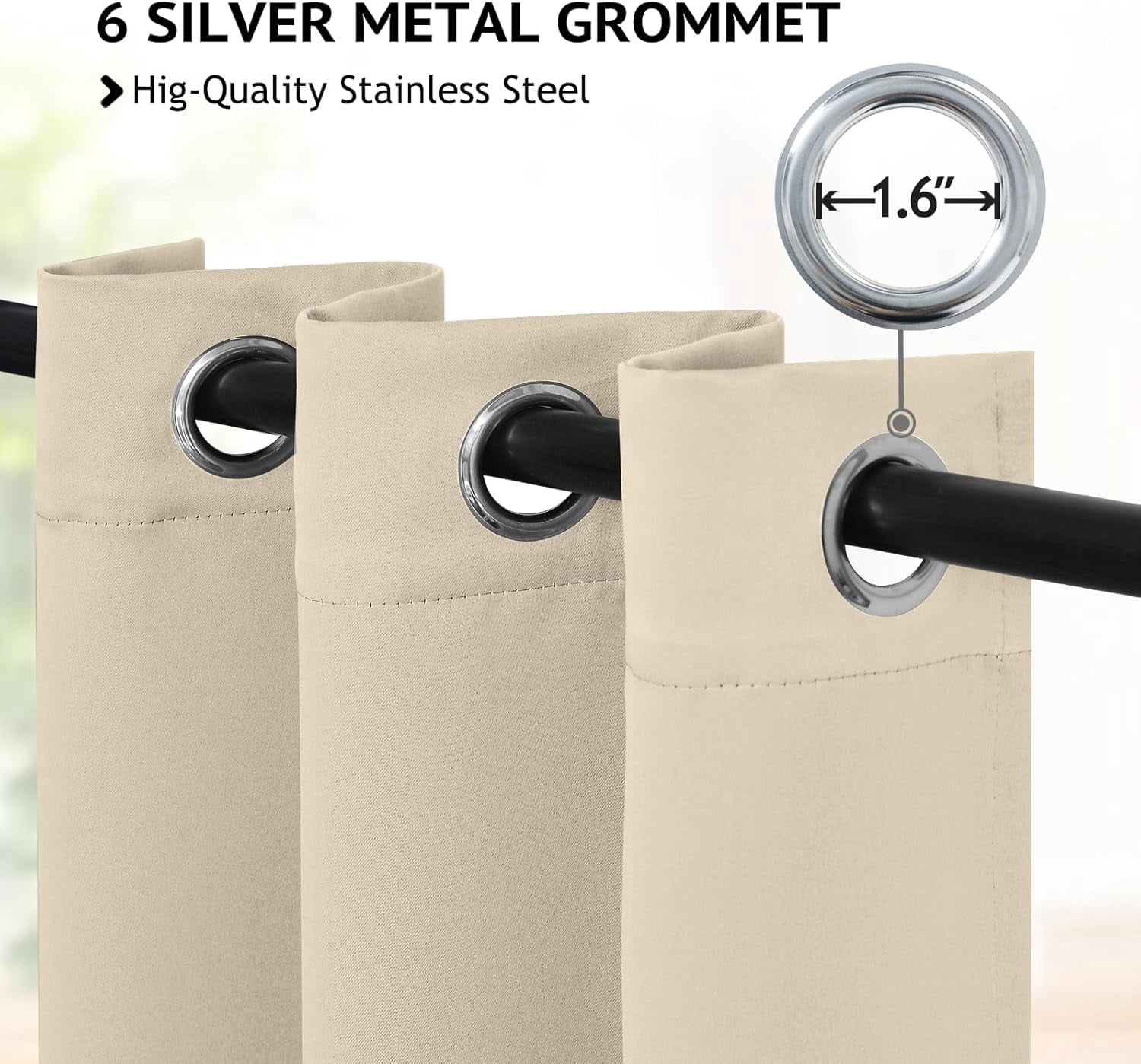 Blackout Curtains & Drapes Room Darkening Curtains 84 inch Length 2 Panels,Grommet Polyester Light Blocking Insulated Thermal Window Curtain for Bedroom/Living Room,Beige 42x84 inches