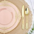 thumbnail image 4 of 350 PCS Pink and Gold Plastic Plates Plastic Dinnerware Set for 50 Guests 100 Disposable Plates 150 Sierwares 50 Cups 50 Napkins for Party Wedding Graduation, 4 of 9