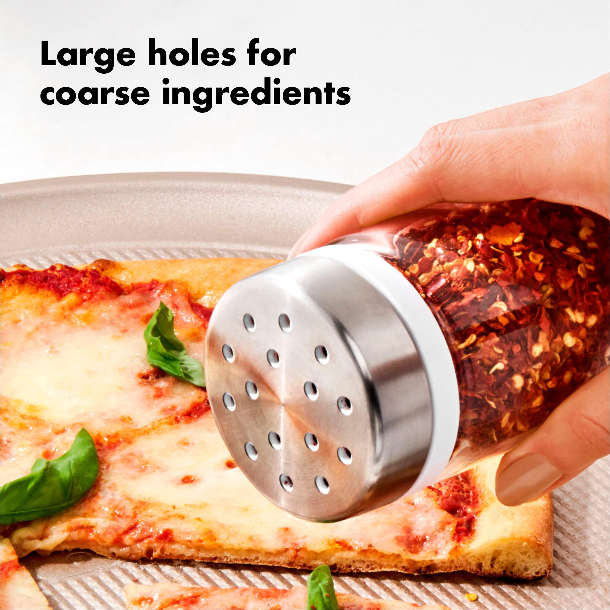 OXO Adjustable Shaker, Stainless Steel Seasoning & Spice Shaker with Adjustable Pour Settings